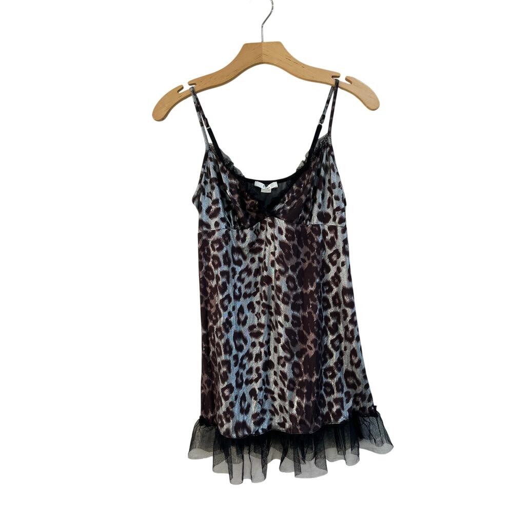 Leopard‎ Slip Dress Lace Tulle Y2K Grunge Coquette Going Out Mini M